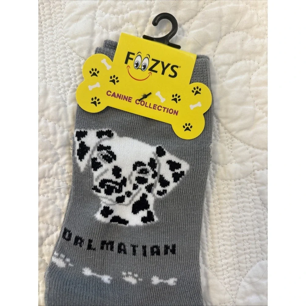 Foozy's Canine Collection Dalmatian Socks Women SZ 9-11 Gray Polyester Blend New